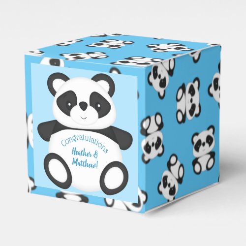 Blue Panda Bear Baby Shower Favor Boxes