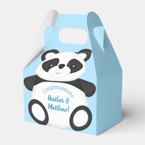 Blue Panda Bear Baby Shower Favor Boxes