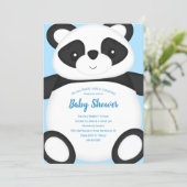 Blue Panda Bear Baby Shower Invitation (Standing Front)