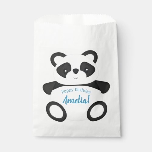 Blue Panda Bear Birthday Party Favor Bag