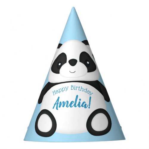 Blue Panda Bear Birthday Party Party Hat