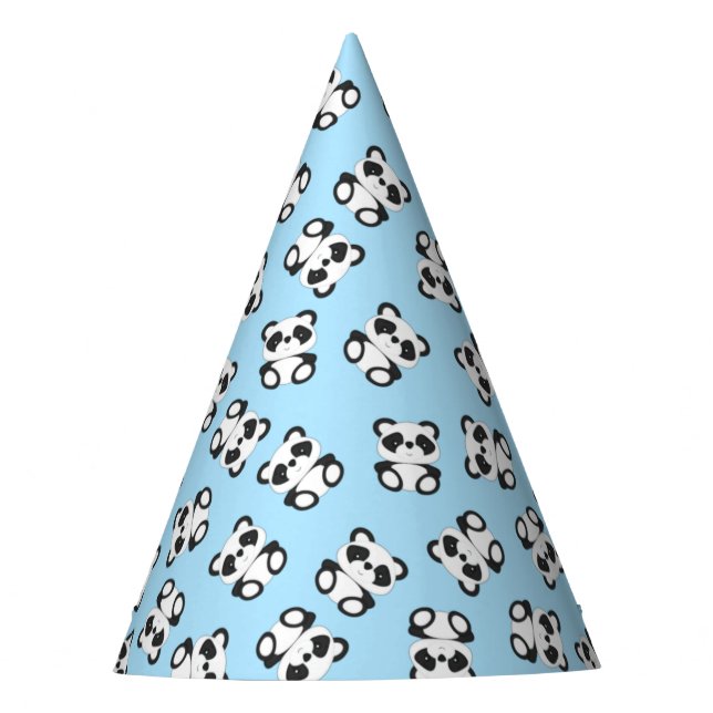Blue Panda Bear Birthday Party Party Hat (Front)