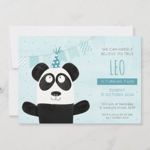 Blue Panda Birthday Invitation