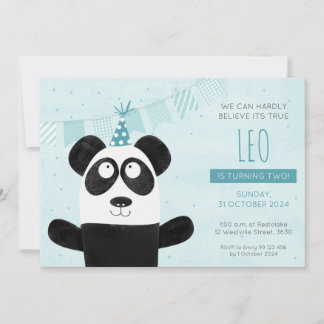 Blue Panda Birthday Invitation
