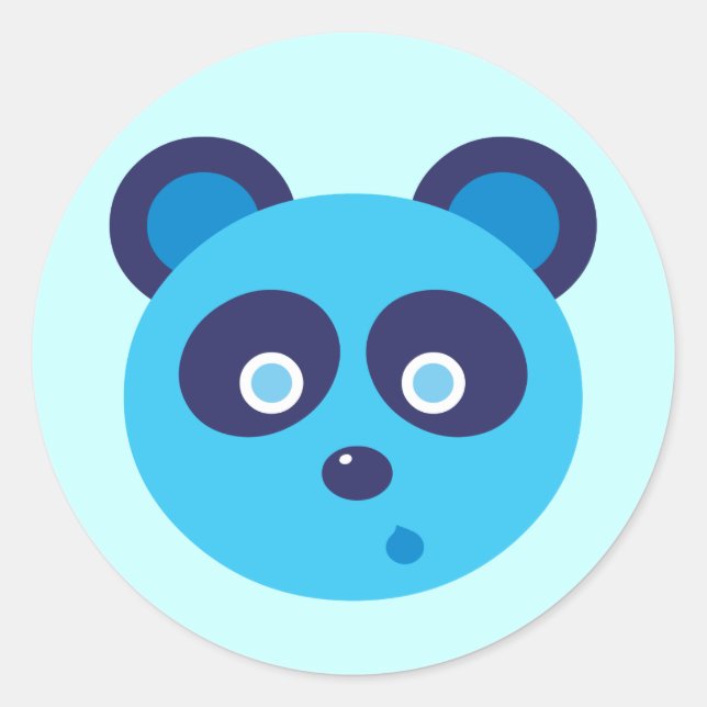 Blue Panda Classic Round Sticker (Front)