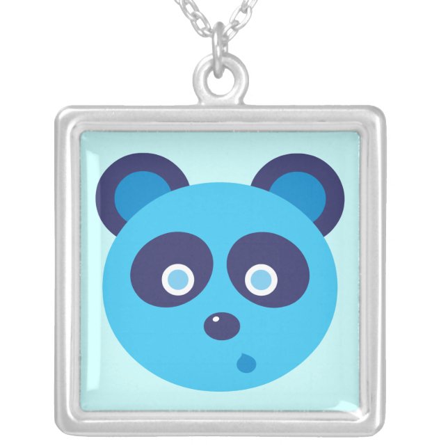 Blue Panda Silver Plated Necklace (Front)