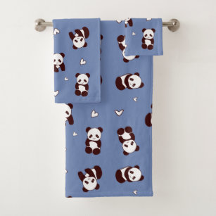 TL002188 'Panda Eating' Bathroom Towels 