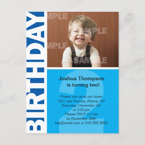 Blue Panel 2nd birthday Invitation