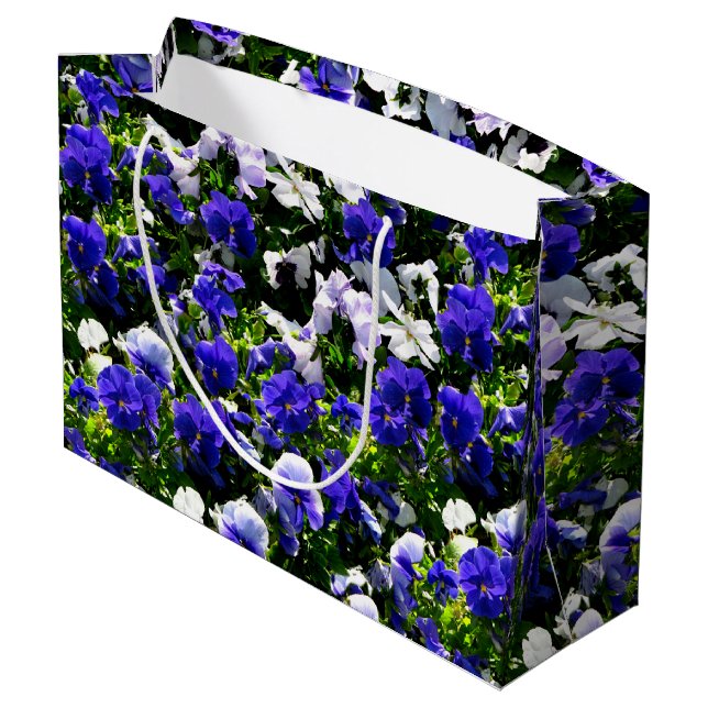 Blue Pansies Large Gift Bag (Back Angled)
