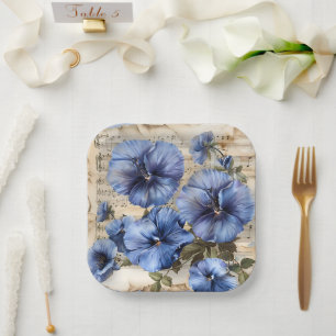 Blue Pansies Music Sheet  Paper Plates