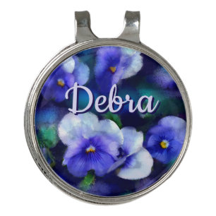 Blue Pansies Pansy Flower Floral Personalized Golf Hat Clip