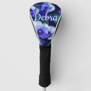 Blue Pansies Pansy Flower Floral Personalized Golf Head Cover