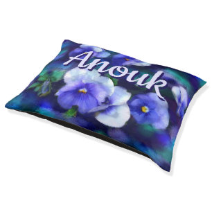 Blue Pansies Pansy Flower Floral Personalized Pet Bed