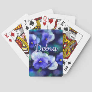 Blue Pansies Pansy Flower Floral Personalized Poker Cards