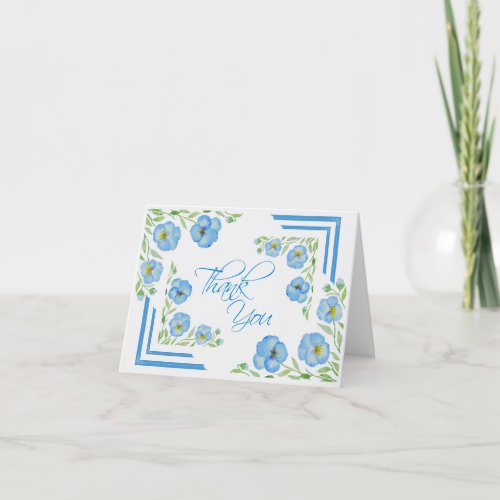 Blue Pansies Thank You Card