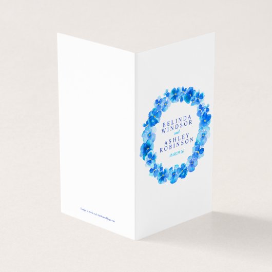 Blue pansy art wedding details schedule map (Outside)