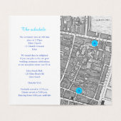 Blue pansy art wedding details schedule map (Inside Unfolded)