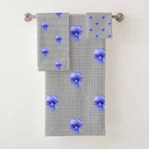 Blue Pansy  Bath Towel Set