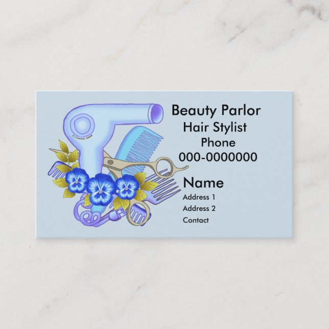 Blue Pansy Beautician Appointment Card (Front)