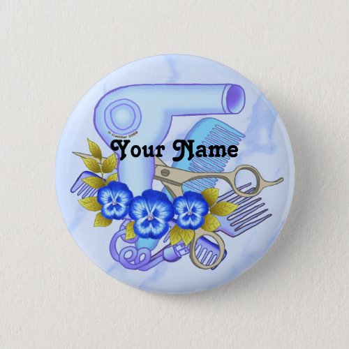 Blue Pansy Beautician  Button