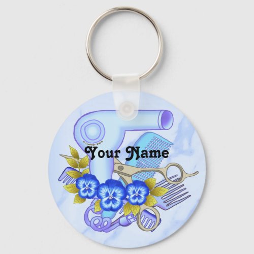 Blue Pansy Beautician   Keychain