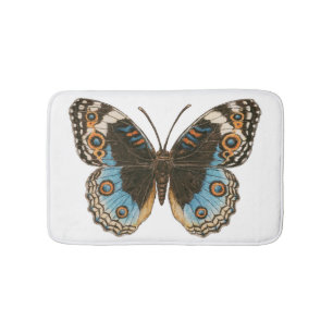 Blue Pansy Butterfly Bath Mat