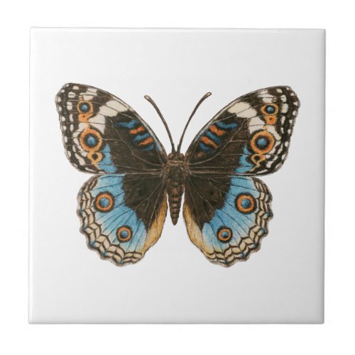 Blue Pansy Butterfly Ceramic Tile