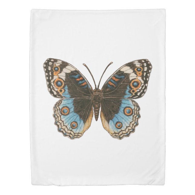 Blue Pansy Butterfly Duvet Cover (Front)
