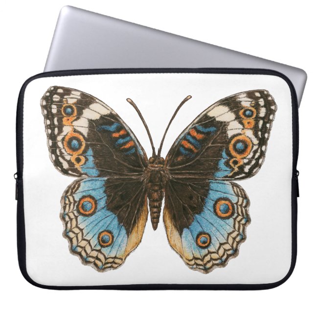 Blue Pansy Butterfly Laptop Sleeve (Front)