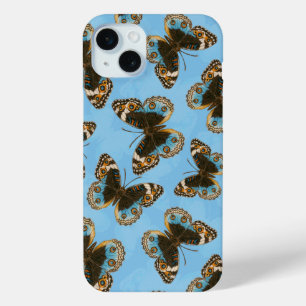 Blue Pansy Butterfly pattern iPhone 15 Plus Case