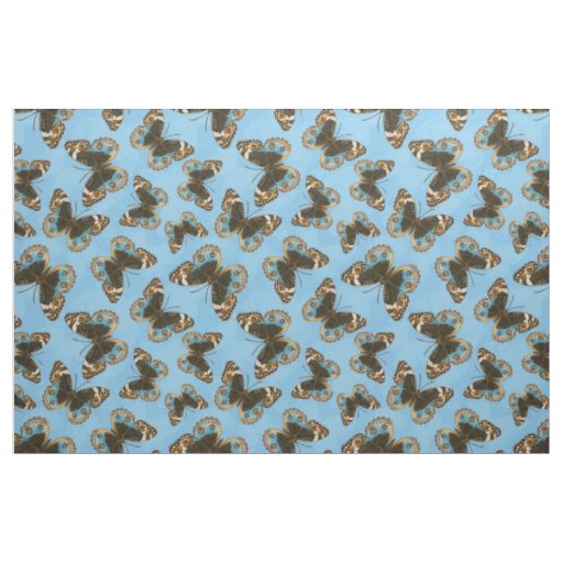 Blue Pansy Butterfly pattern Fabric