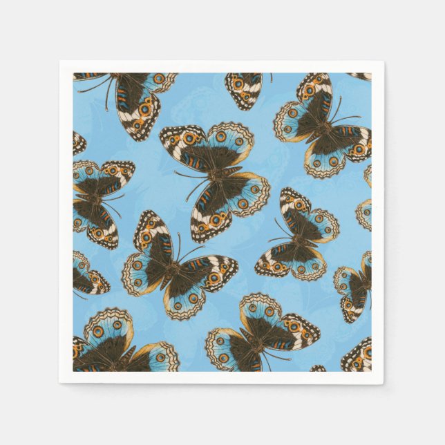 Blue Pansy Butterfly pattern Napkins (Front)