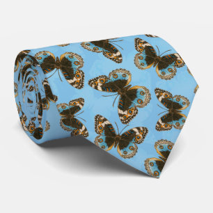 Blue Pansy Butterfly pattern Neck Tie
