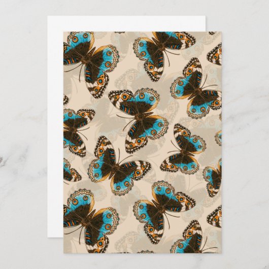 Blue Pansy Butterfly pattern on off white (Front/Back)