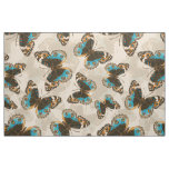 Blue Pansy Butterfly pattern on off white Fabric