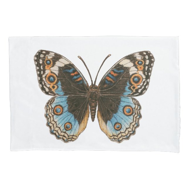 Blue Pansy Butterfly Pillow Case (Front)