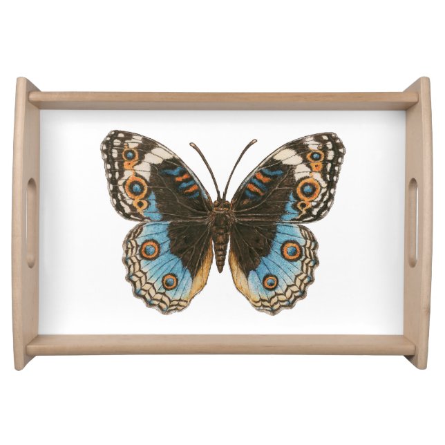 Blue Pansy Butterfly Serving Tray (Front)