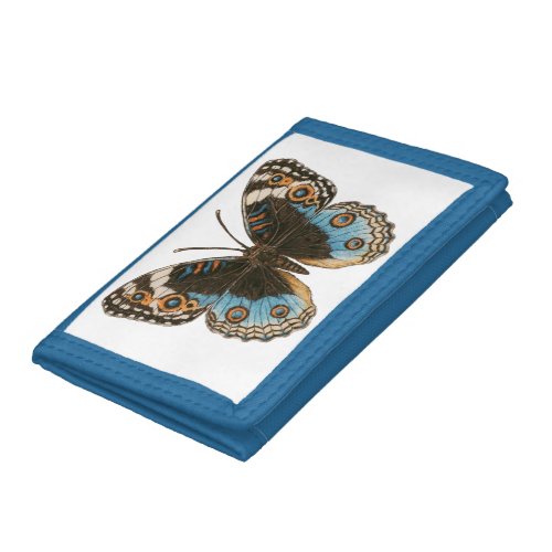 Blue Pansy Butterfly Trifold Wallet
