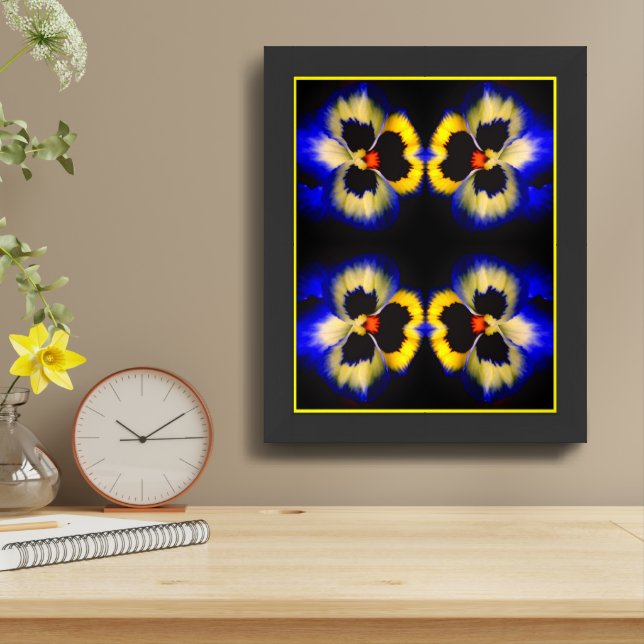 Blue Pansy Flower Abstract Framed Art (Table Top)