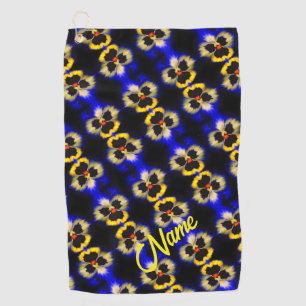 Blue Pansy Flower Abstract Pattern Personalized Golf Towel