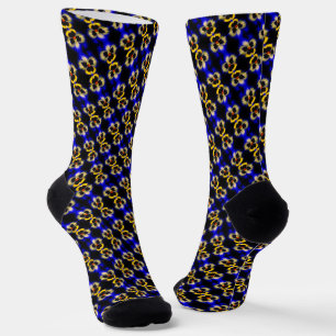Blue Pansy Flower Abstract Pattern Socks