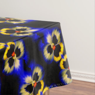 Blue Pansy Flower Abstract Pattern Tablecloth