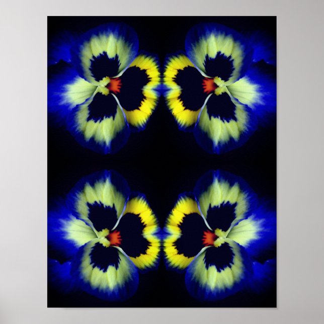 Blue Pansy Flower Abstract  Poster (Front)