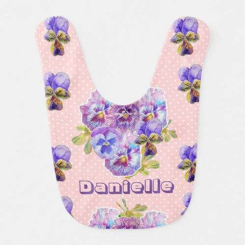 Blue Pansy Flower Cute Floral Baby Girls Bib