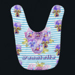 Blue Pansy Flower Cute Floral Baby Girls Bib<br><div class="desc">Blue Pansy Flower Cute Floral Baby Girls Bib. Designed from my original watercolour paintings.</div>