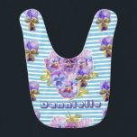 Blue Pansy Flower Cute Floral Baby Girls Bib<br><div class="desc">Blue Pansy Flower Cute Floral Baby Girls Bib. Designed from my original watercolour paintings.</div>