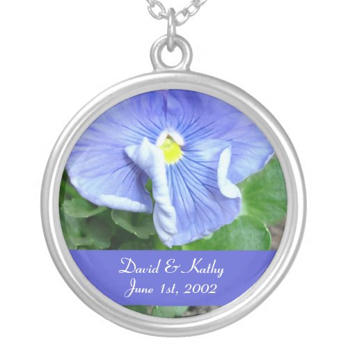 Blue Pansy Flower Necklace