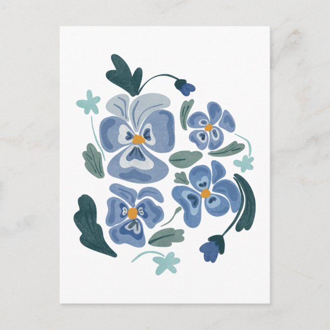Blue Pansy Flowers Aesthetic Pansies Postcard (Front)