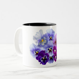 Blue Pansy Flowers Floral Spring Pansies Two-Tone Coffee Mug