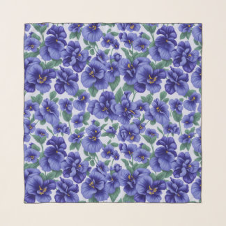 Blue Pansy Flowers Scarf
